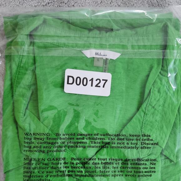 Milano Top Womens L Green Sleeveless Button Front Flowy Crinkle Rayon Blend - Picture 8 of 8